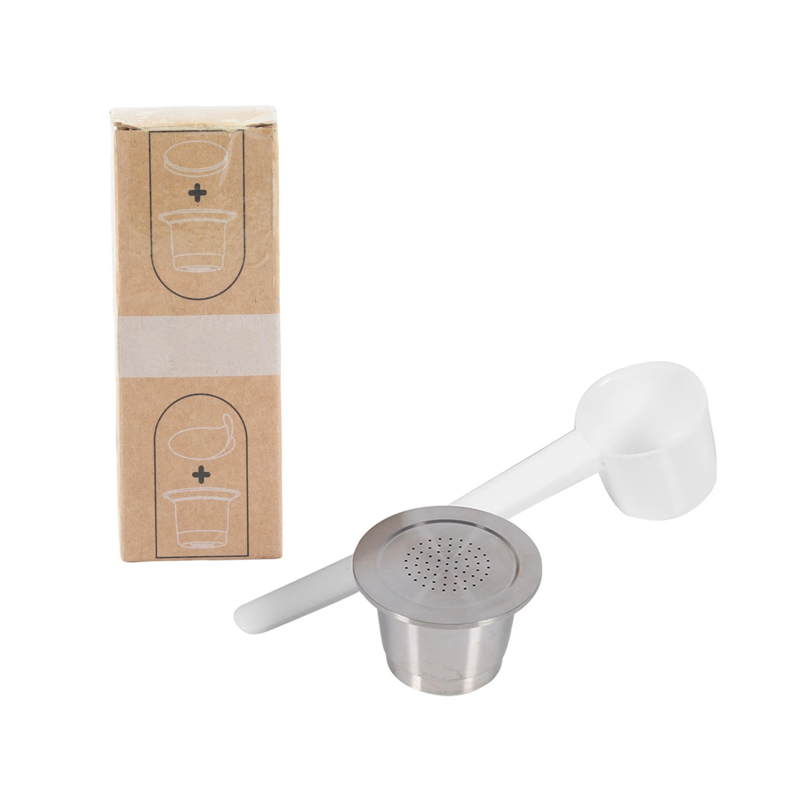 Stainless Steel Refillable Reusable Coffee Capsule With Spoon