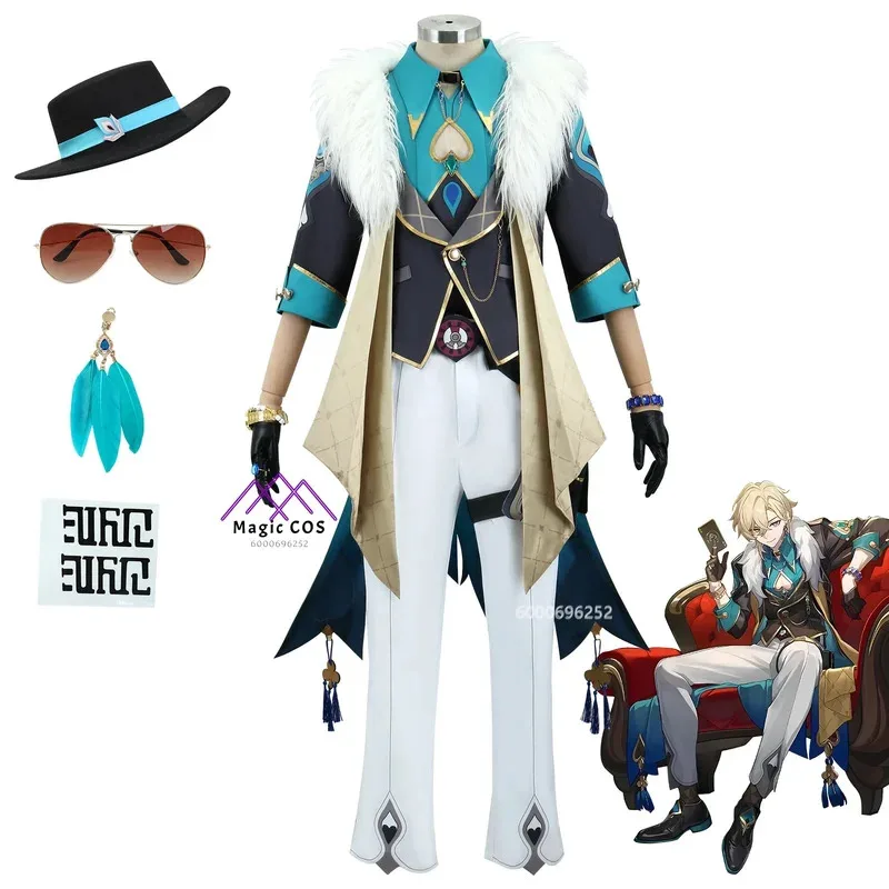 

Honkai Star Rail Aventurine Cosplay Uniform with Wig Men’s Costume for Halloween Carnival Anime Game Character Outfits Hot Sale