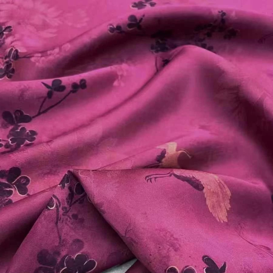 crane-floral-jacquard-purple-heavy-silk-fabric-for-diy-sewing-summer-spring-dress-pants-pajamas-vest-comfortable-material-r2441