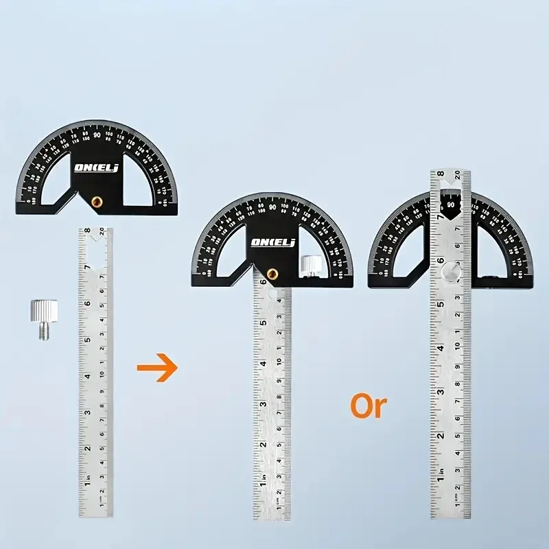 1pc righello angolare da 8/12 pollici righello Multi-angolo regolabile strumenti per goniometro destro metrico e pollici righello di tipo T