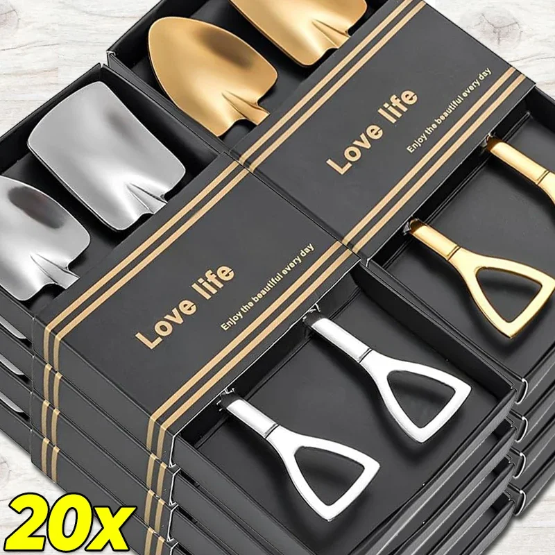 สแตนเลสสตีลพลั่วช้อนมินิกาแฟช้อนชาผลไม้ไอศกรีมช้อนขนมหวานครัว Scoops บนโต๊ะอาหารชุดช้อนส้อม