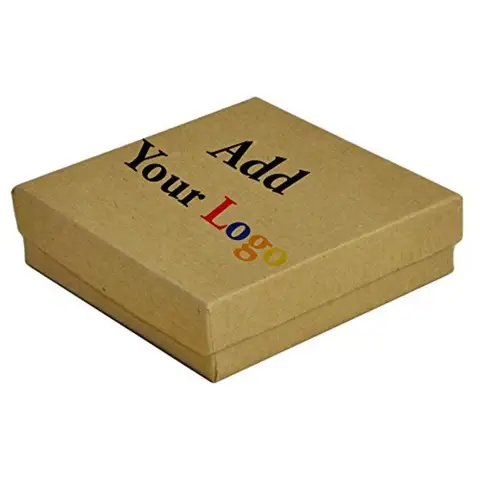 100 Pieces Brown Kraft Custom Printed Cotton Filled Jewelry Packaging Gift Boxes 3.5 x 3.5 x 1