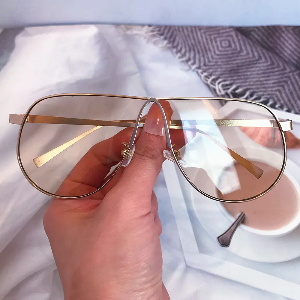 Vintage Übergroße Farbverlauf-Sonnenbrille aus Legierung für Damen Neue Modische Rosa Elegante Sonnenbrillen Retro Sexy Shades Outdoor UV400 – Detail 5