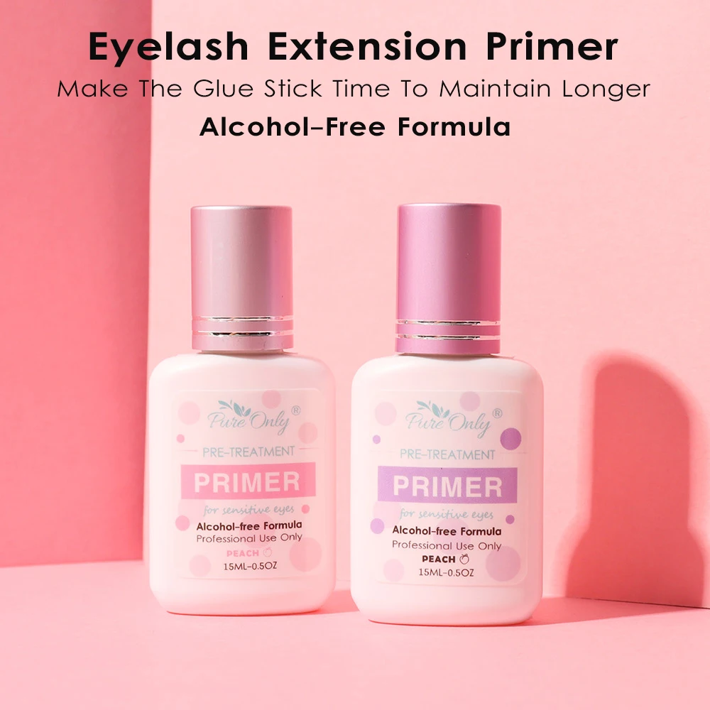 

2 Bottles Alcohol-Free Primer For Eyelash Extension Adhesive Glue Long Lasting Remover Protein Lashes Cleanser Private Label