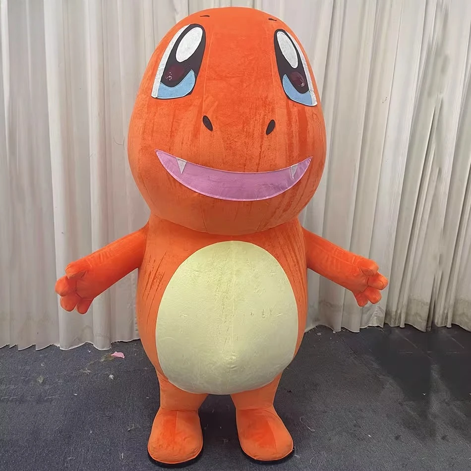 Disfraz Inflable de Dragón Naranja Pokemon Potdemiel, Lindo Disfraz de Tortuga Azul, Disfraz de Animal de Dibujos Animados para Navidad, Halloween
