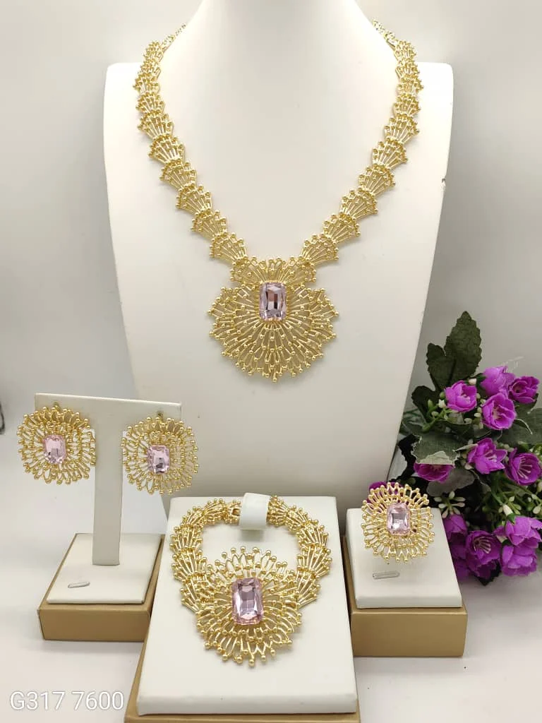 

Роскошный комплект ювелирных изделий из 18-каратного золота, Италия, Дубай, ожерелье, серьги, браслет, кольцо для женщин, подарок на день матери ﻿