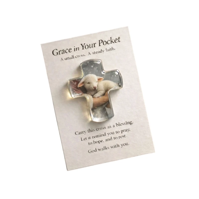 92MF Pocket Hug Encouragement Card With Angeled Crosses Design Inspirational For Friend And Family Acrylic Materials