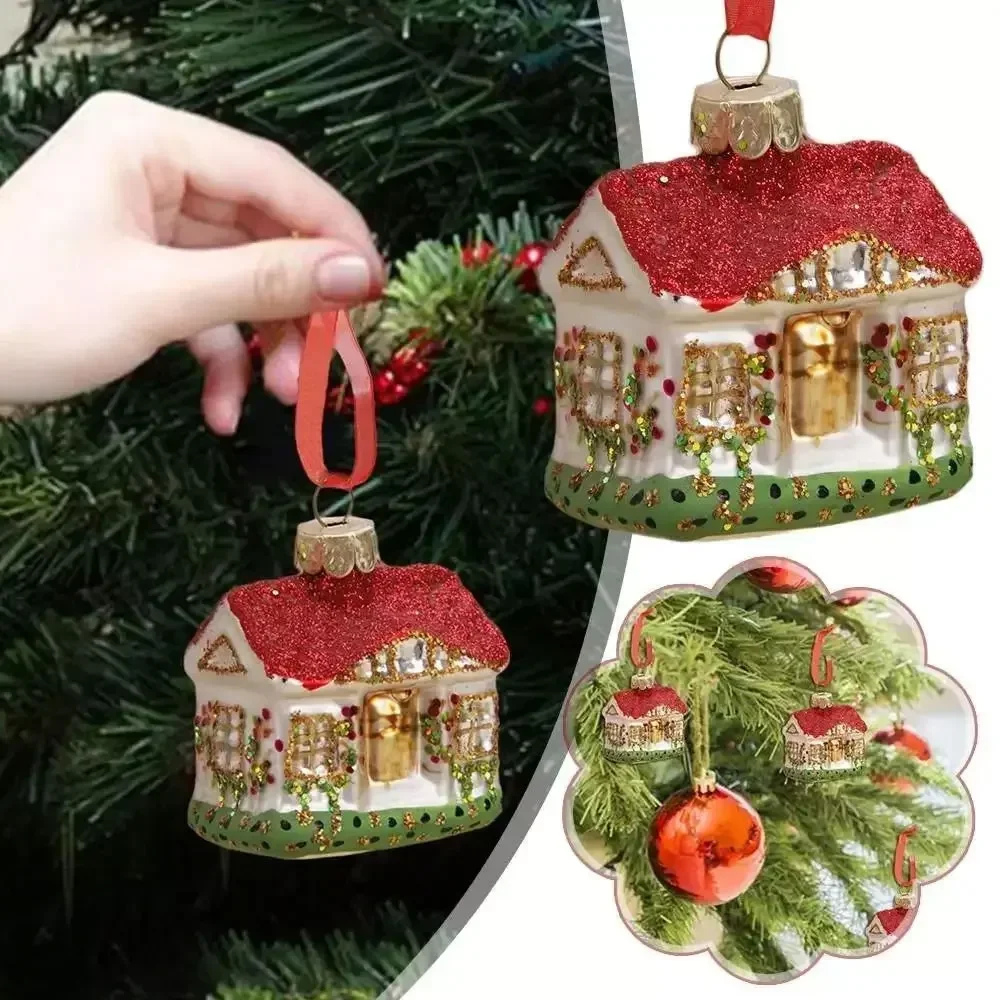 Adornos colgantes para árbol de casa de Navidad, adornos de cristal para el hogar, fiesta de Año Nuevo, suministros de juguetes navideños DIY, 1 ud.