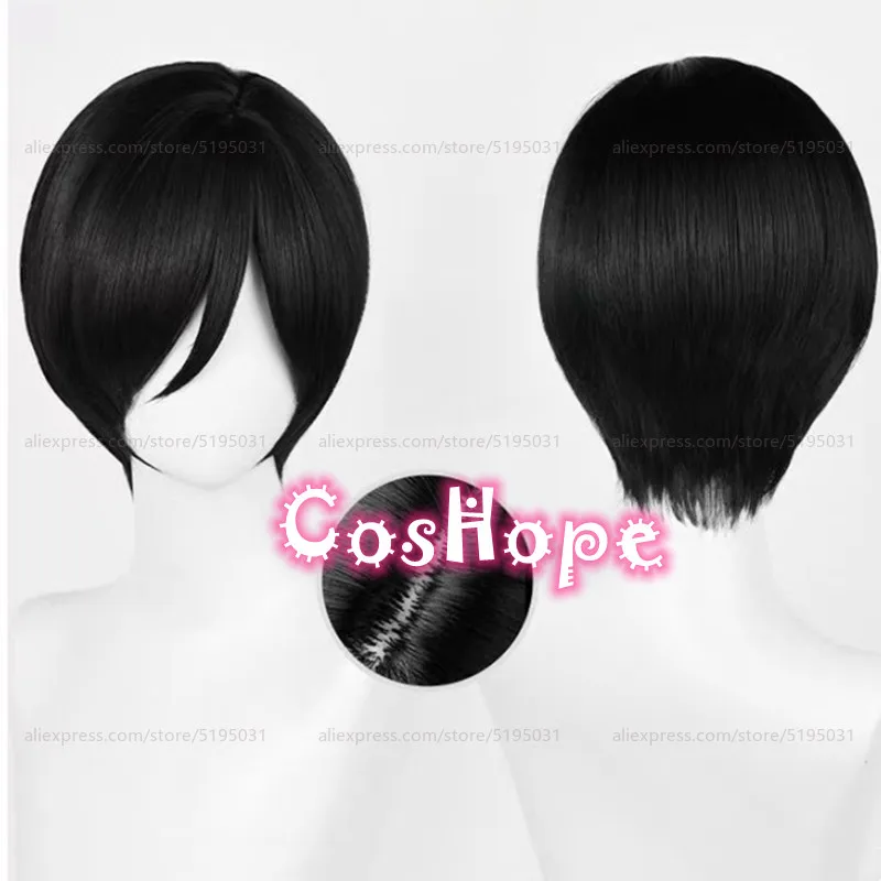 Ada Wong Cosplay Wig Women 32cm Short Black Wig Cosplay Anime Cosplay Wigs Heat Resistant Synthetic Wigs 