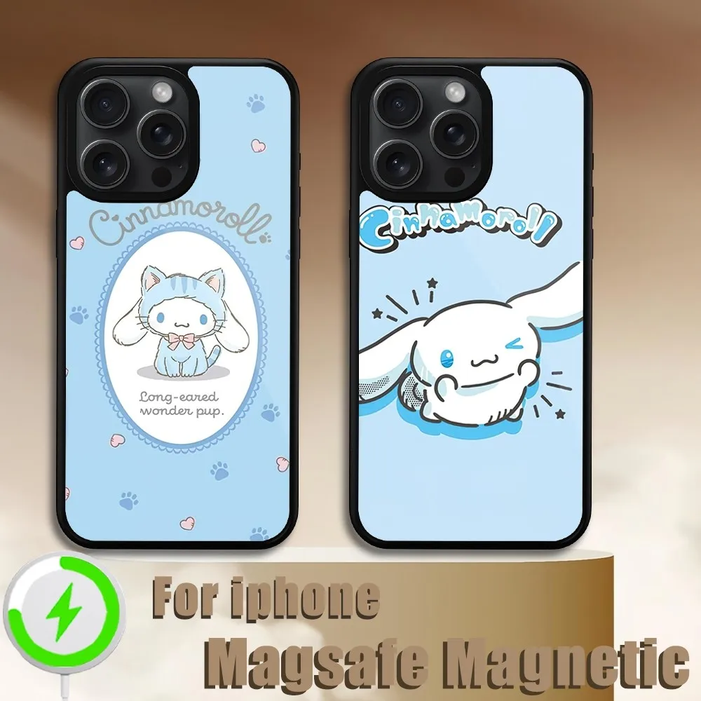 MINISO Sanrio Cinnamoroll Phone Case For iPhone 11 12 13 14 15 Plus Pro Max Magsafe Magnetic Wireless Charging Cover