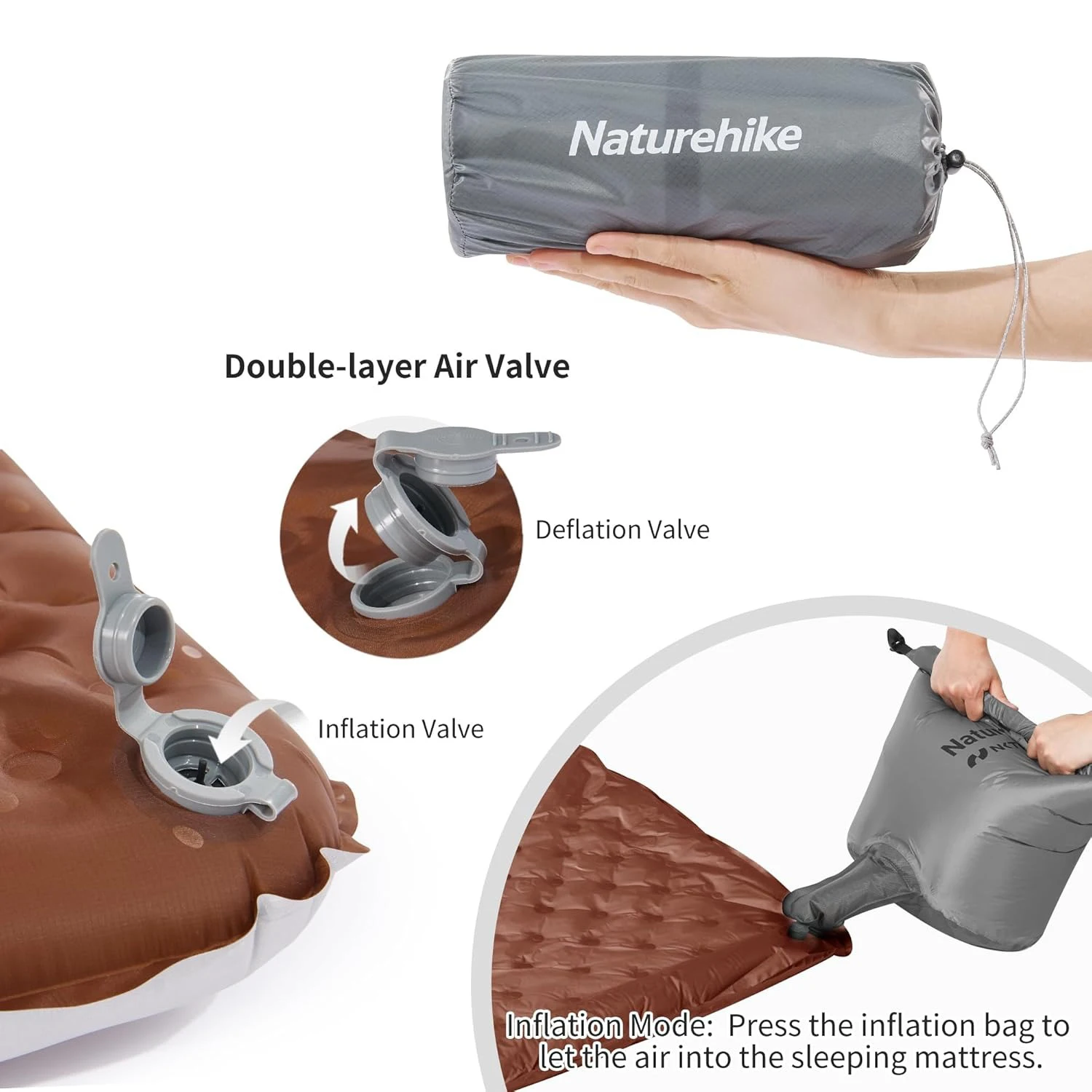 Colchoneta Inflable Naturehike Ultraligera con Valor R de 5.8, Colchoneta Cálida para Dormir, Portátil, para Acampar al Aire Libre, Individual, Resistente a la Humedad
