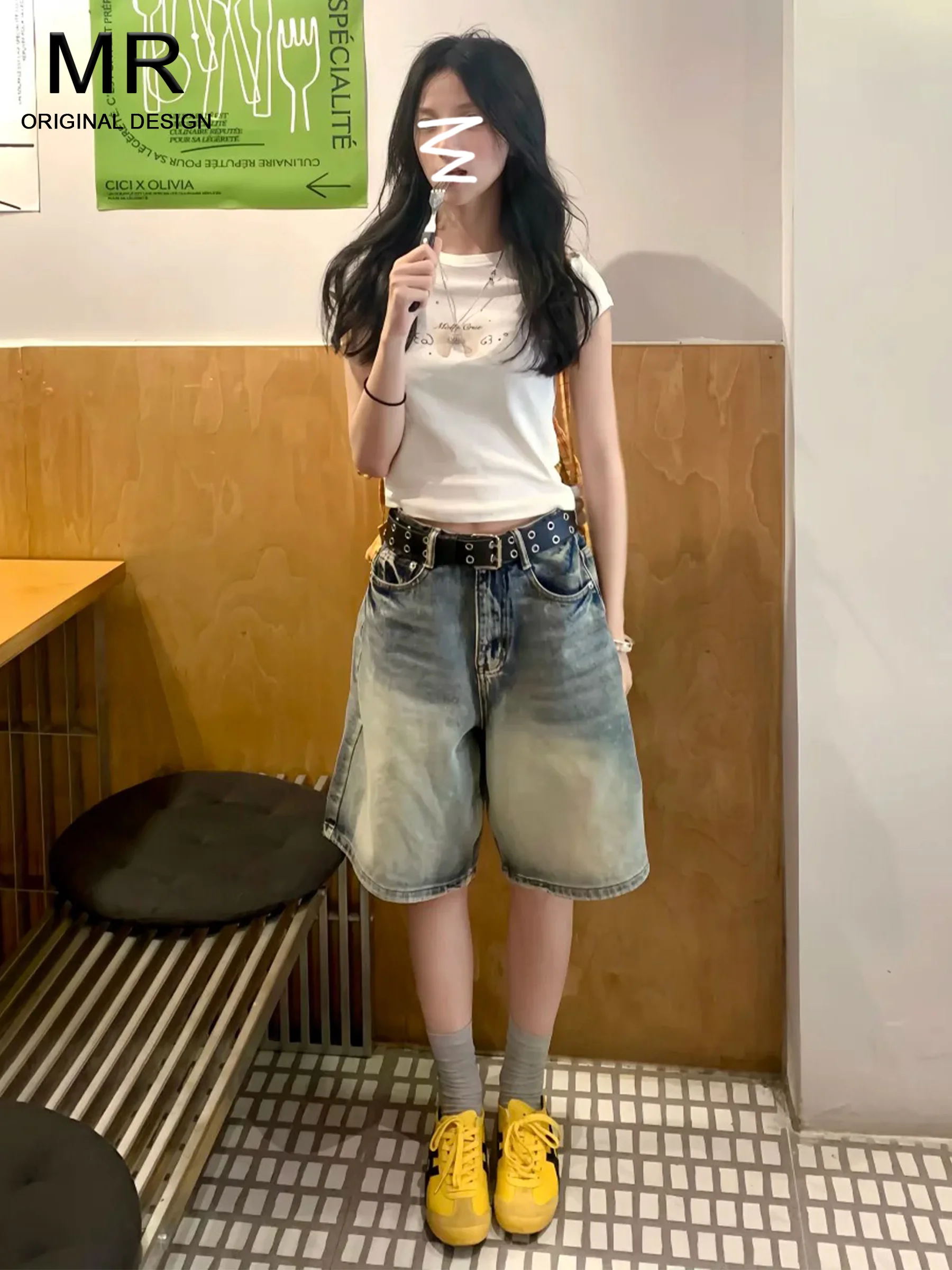 

Женские джинсовые шорты с высокой талией в стиле ретро, тонкие, свободные, утягивающие, маленького размера, для активного отдыха, укороченные, весна-лето, новинка