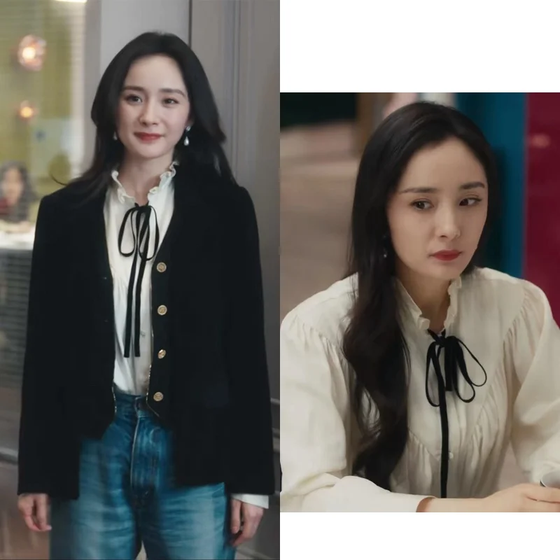 

White Shirt Inner Wear Black Suit Jacket Celebrity Endorsed Exjr Love's 28 Law Star's Fashion Spring Regular Length