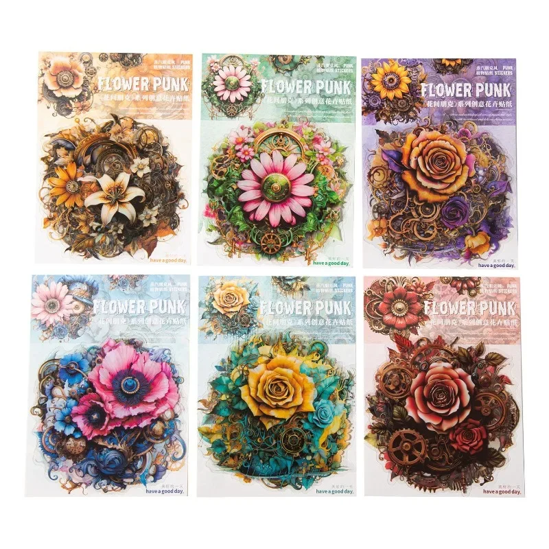 20Pieces PET Sticker Flower Punk series punk style Handbook material School Supplies Punk Petals Scrapbook cut 172*115mm