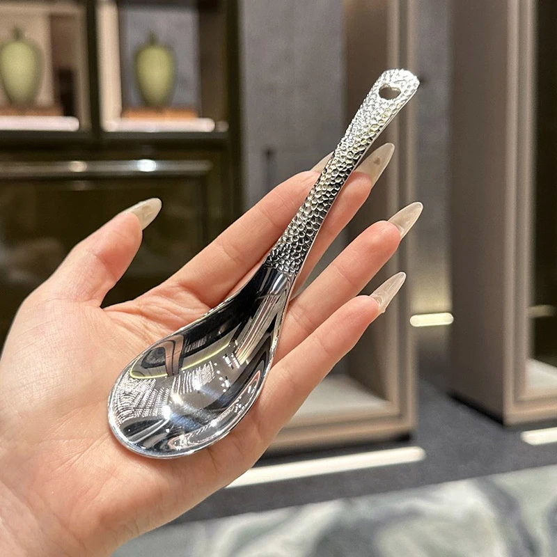 Large Capacity Spoon Stainless Steel Soup Spoon Deepen Silver Mirror Polished Flatware Soup Rice Home Kitchen Tableware