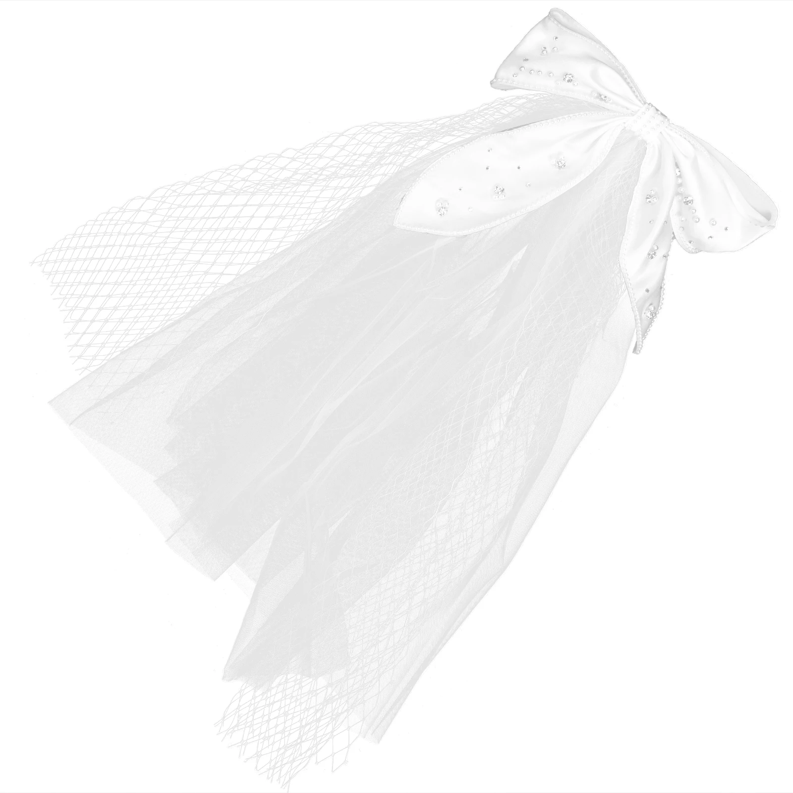 

Bow Bridal Veil Short Lace Pearl Veil for Bride Wedding Veils Shoulder Length Elegant Design Wedding Veils for Brides White