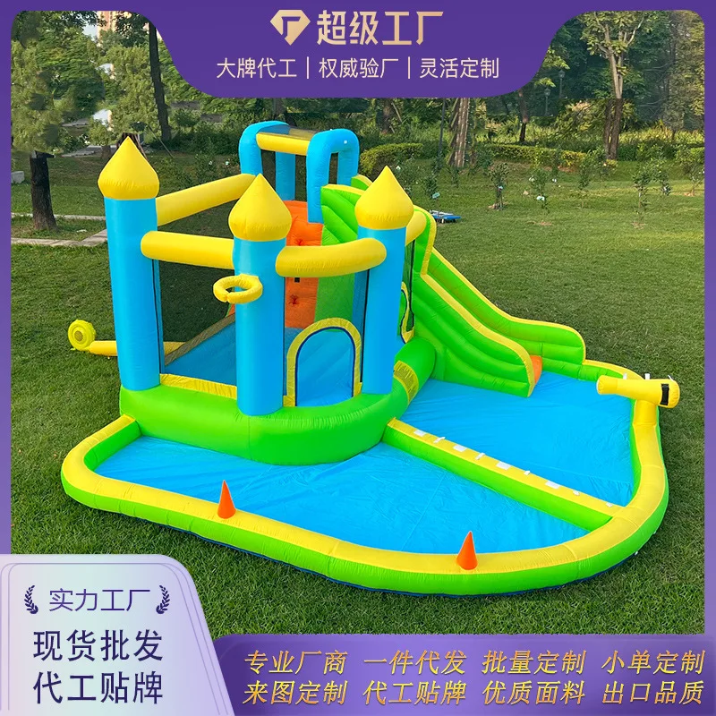 2024 Cross-border children's inflatable castle Outdoor water jet slide Indoor trampoline Household