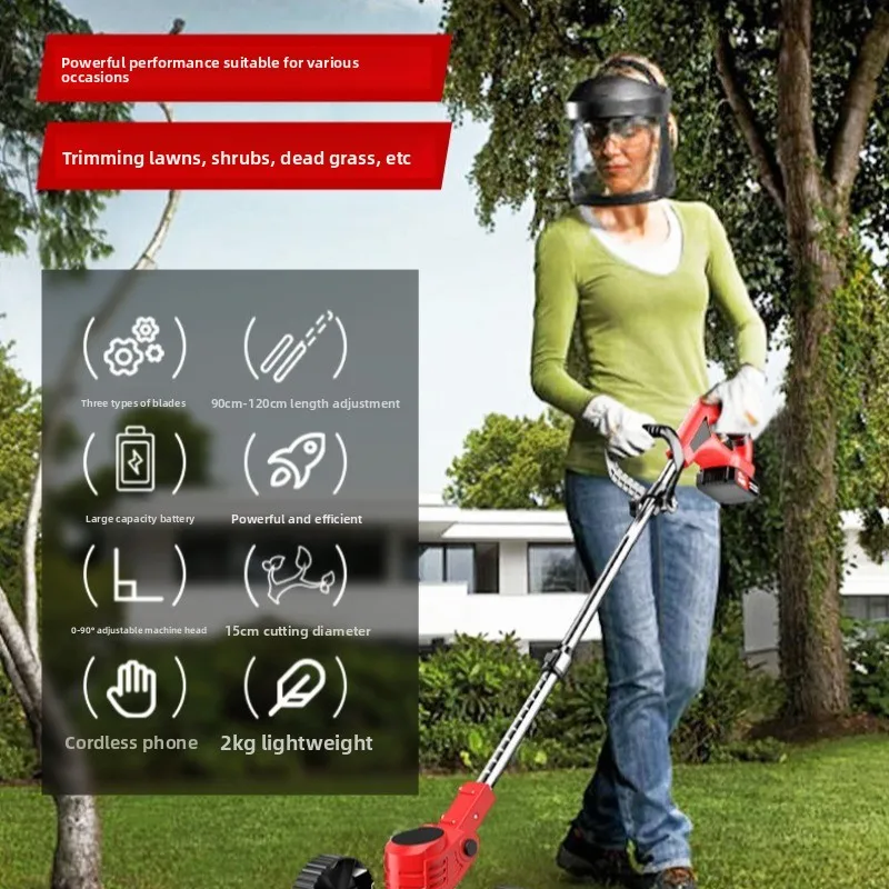Adjustable Electric Lawn Mower Cordless High Power Wireless Outdoor Home Brush Cutter Brushed Not Included Portable Weeding Tool