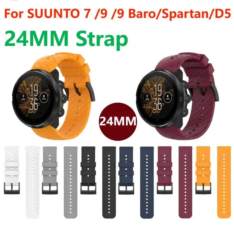 24MM Silicone Strap For SUUNTO 7 9 Baro Spartan Sport Wrist Hr D5 Smart Watch Band Bracelet Soft Wristband Accessories Wrist