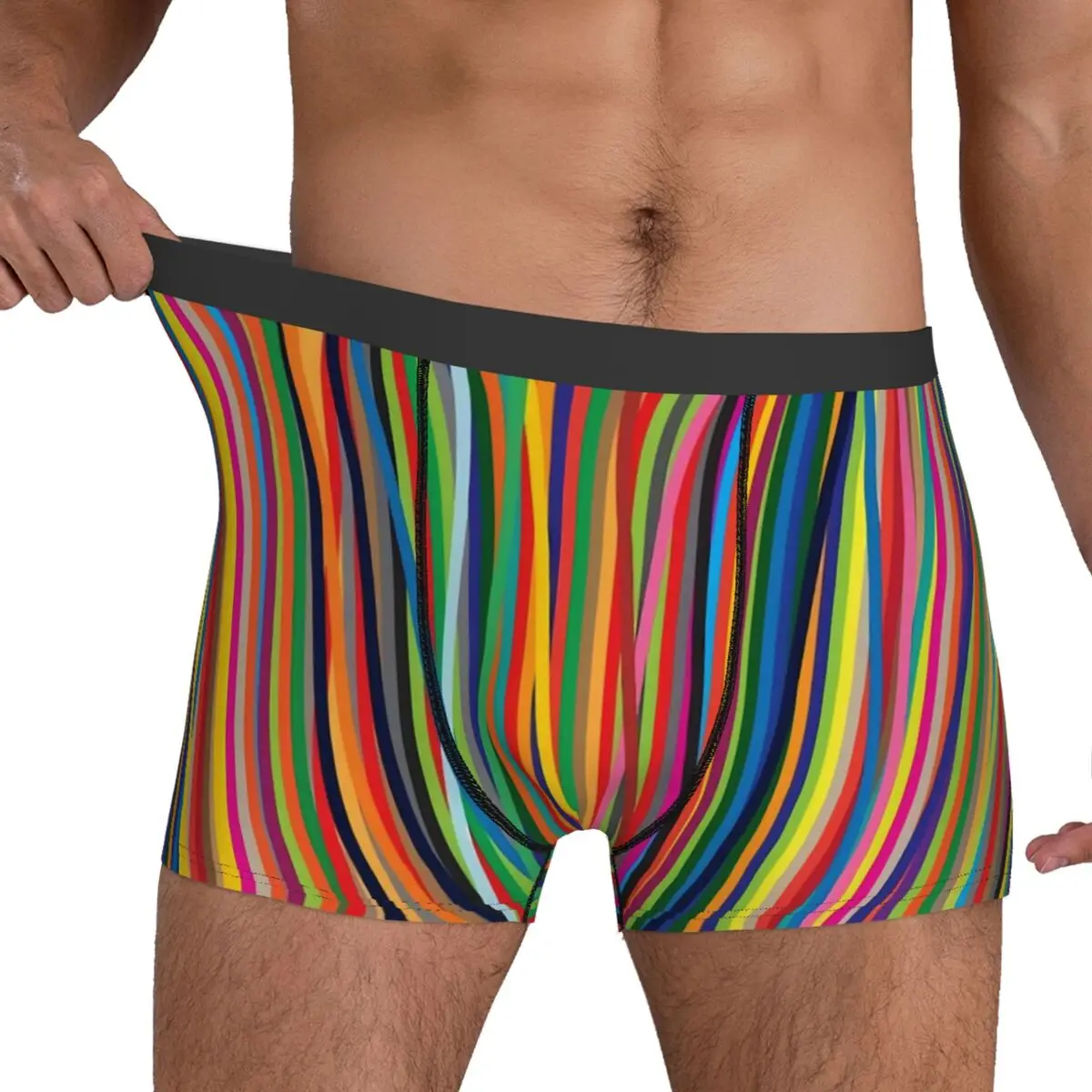 Striped Design Underwear Colorful Abstract Print Sublimation Boxer Shorts Hot Men Panties Comfortable Shorts Briefs Gift