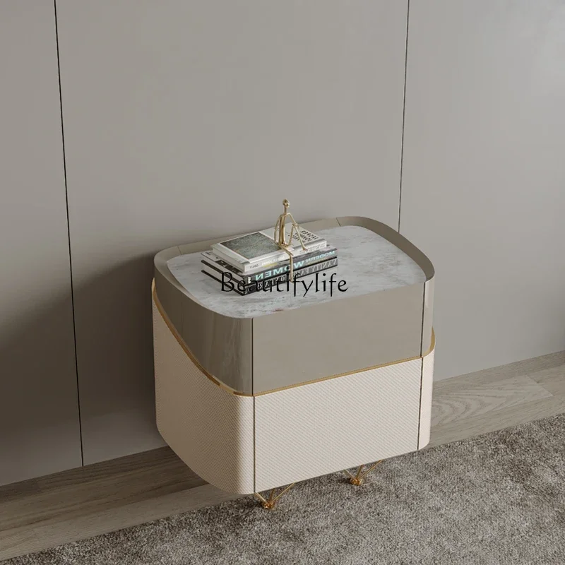 

LXLight Luxury Bedside Table Hong Kong Style Light Luxury Bedside Cabinet Minimalist Postmodern Bedroom