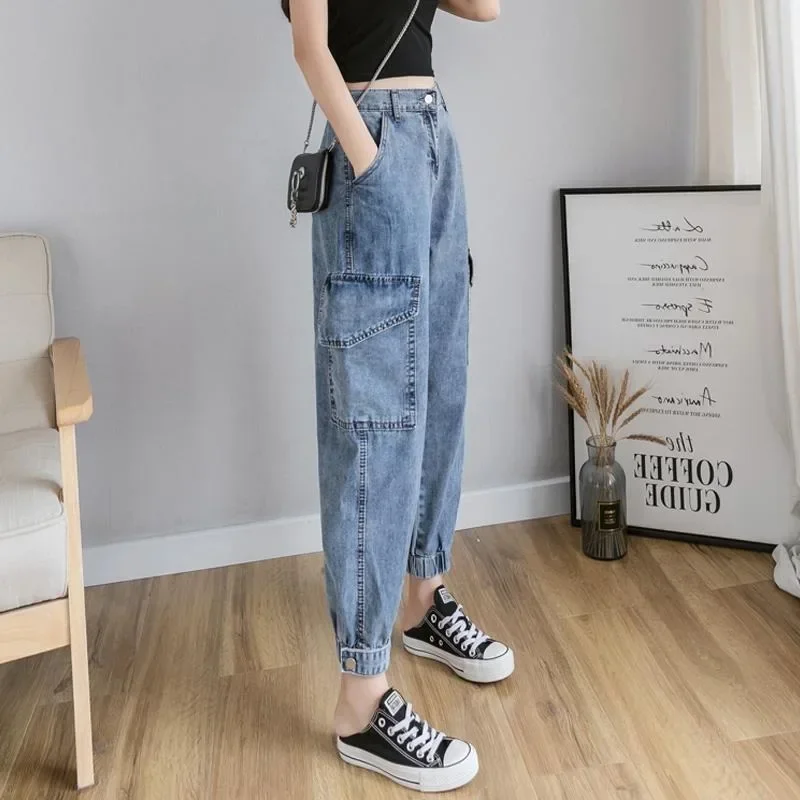 High Waist Shot Damen Cargo Jeans Loosefit 2000er Y2k Frühlingshose 2025, hochwertige koreanische Mode-Cowboy-Hose für Damen