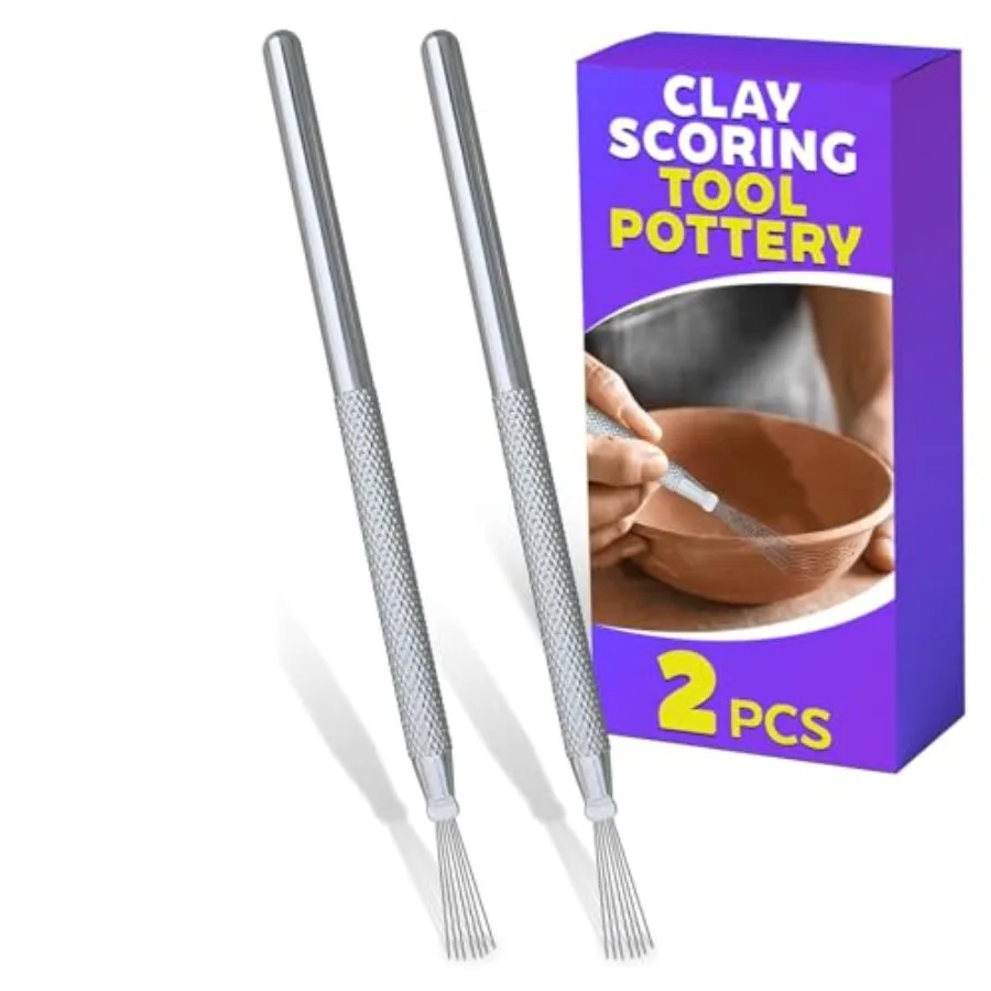 

2 Pcs Pottery Scoring Tool 5.33 Inch Clay Scoring Tool with Feather Wire Texture Stainless Steel Tip and Aluminum Alloy Handle