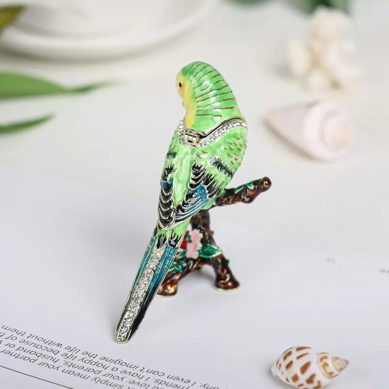 المينا مصوغة بطريقة الوطنية الكنز الحرفية هدية ، صندوق تزيين الببغاء ، سطح المكتب الإبداعية زخرفة صغيرة ، الببغاء المعادن الحرف اليدوية