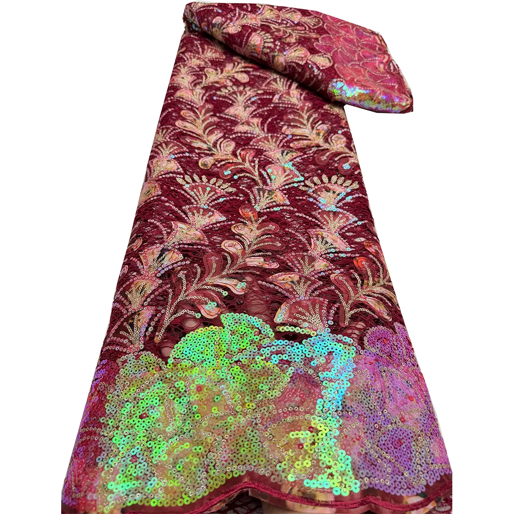 

PGC African Sequins Printing Lace Fabric 2025 High Quality Lace Nigerian French Lace Fabrics For Wedding Party Dress