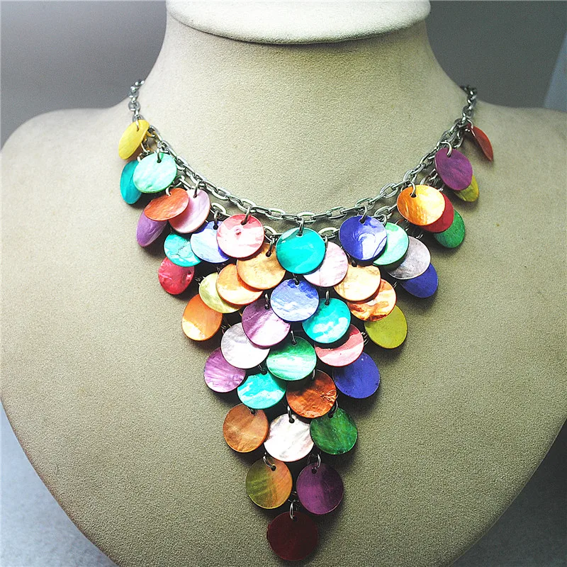 

1PC Women Necklace Natural Shell Material Mother Of Pearl With Chains For Party Wearring Luxury Party Items