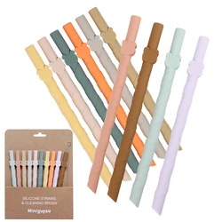 10Pcs Reusable Silicone Straws Set 17.5Cm Extra Long Flexible Straws  Baby Feeding Straw Kitchen Bar Girl Cup Accessories