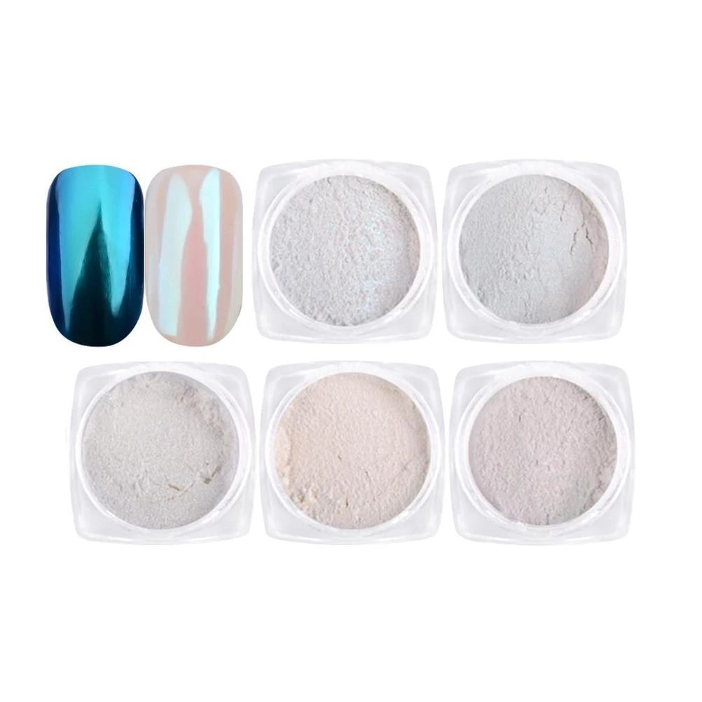 

5pcs Nail Shell Pigment Glitter Mirror Nail Art Powder Ultra Fine Salon Grade Manicure Powder Glowing Eye Catching