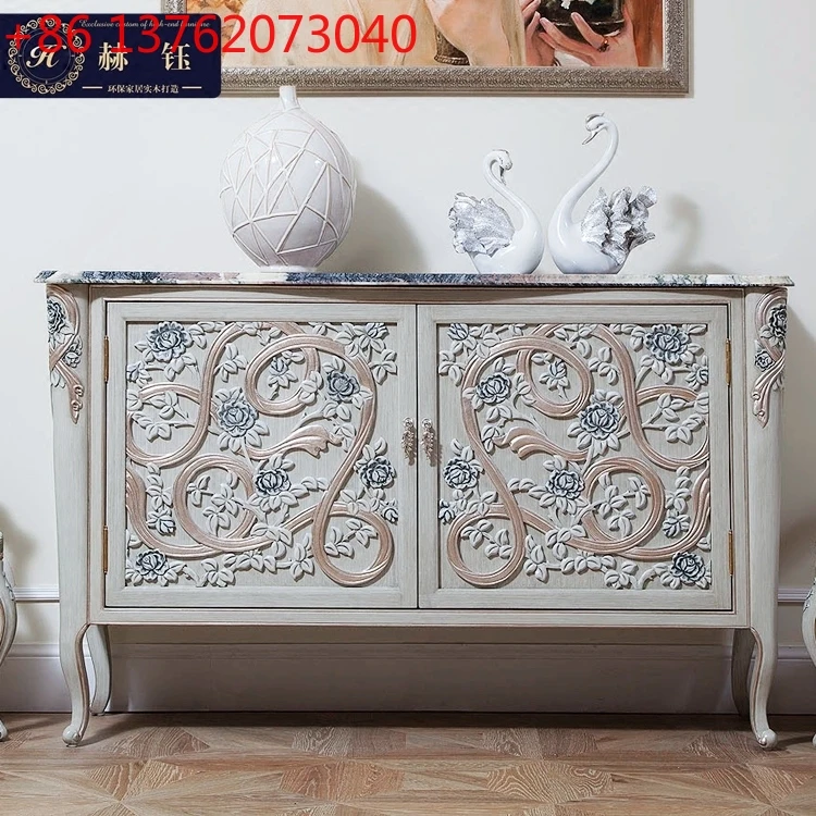 

Европейский входной шкаф из цельного дерева, французский модный шкаф для украшения фойе, неоклассический сервант