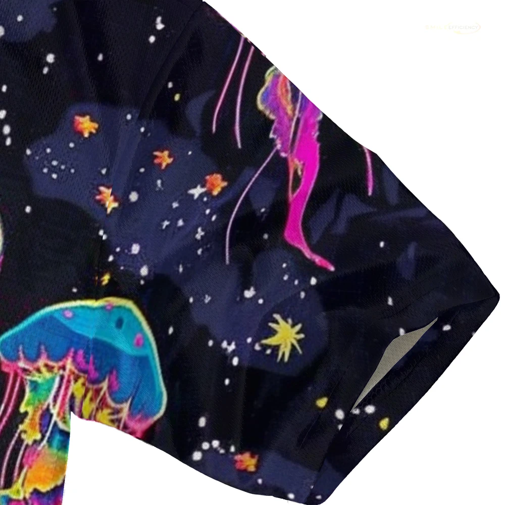 Trendy Neon Jellyfish Men’s  T-Shirt 3D Printed High Quality Short Sleeve Tops Cartoon Casual Hip Hop Fashion Man T Shirts