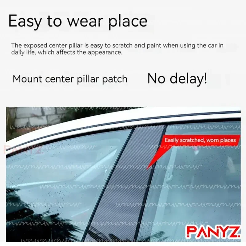 6Pcs Car Door Window Pillar Posts Trim Covers Sticker for Ford Taurus Keyless 2010 2011 2012 2013 2014 2015 2016 2017 2018 2019