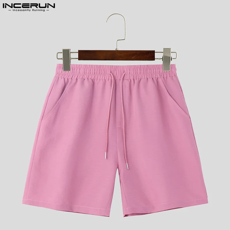 INCERUN 2024 pantaloncini coreani estivi da uomo pantaloncini solidi pantaloni con coulisse abbigliamento Casual da uomo pantaloni da spiaggia