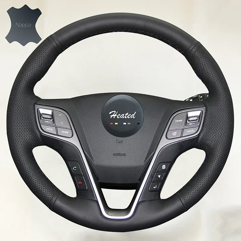 

Genuine Nappa Leather Auto Wheel Steering Cover for Hyundai All New Santa Fe Santafe 2013 Braid on The Steering Wheel