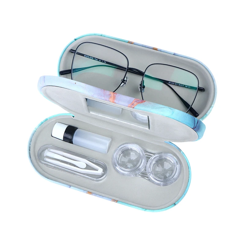 2 In 1 Double Layer Glasses Box Contact Lens Case For Men Women Creative Dual Use Glasses Case Eyewear Leather Box