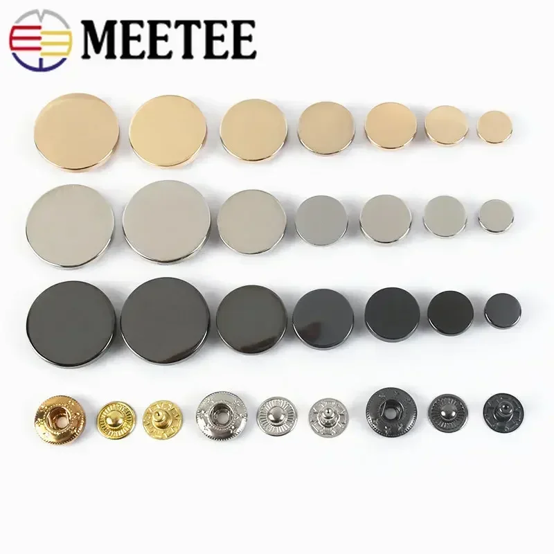 20 zestawów Meetee 10-25mm metalowe zatrzaski zatrzaski guziki Flatback zapięcia do portfela ubrania kurtka płaszcz skórzane akcesoria rzemieślnicze