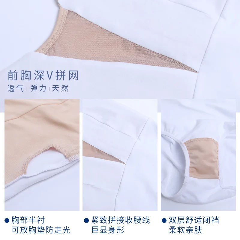 1 stks/partij vrouw Ballet Turnpakje dame Dans Kostuum Diepe V Sling Gymnastiek dansen turnpakje