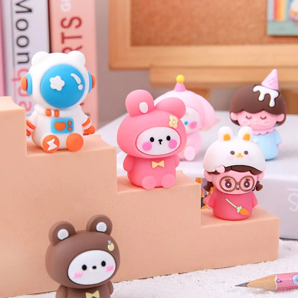 Durable 3D Silicone Animals Pencil Sharpener Kawaii Novelty Manual Pencil Sharpening Tool Cartoon Mini Stationery Supplies Kids