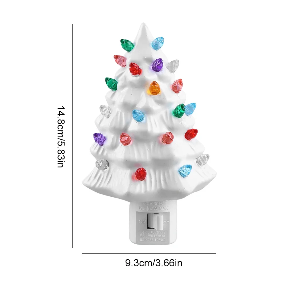 Resinous Christmas Tree Night Light Two Colours Ceramic Christmas Tree Bedside Lamp Mini Christmas Tree Bedside Lamp