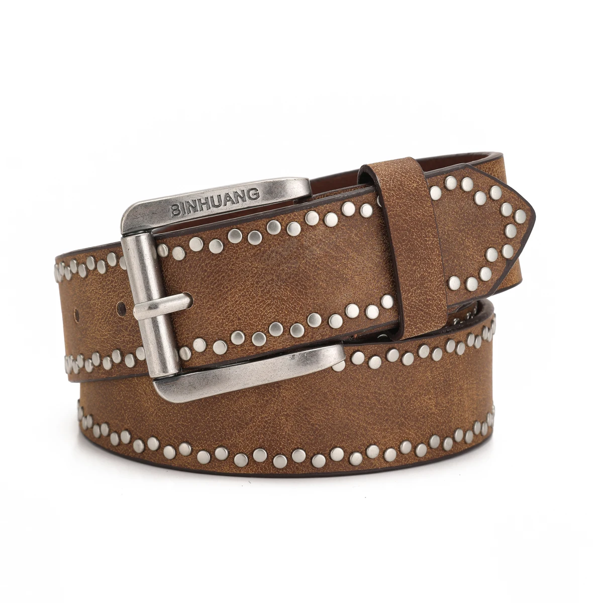 A Casual, Individual and Retro Belt, Western-Style Clothing Accessory, Metal Buckle, PU Belt, Suitable for Both Men and Women