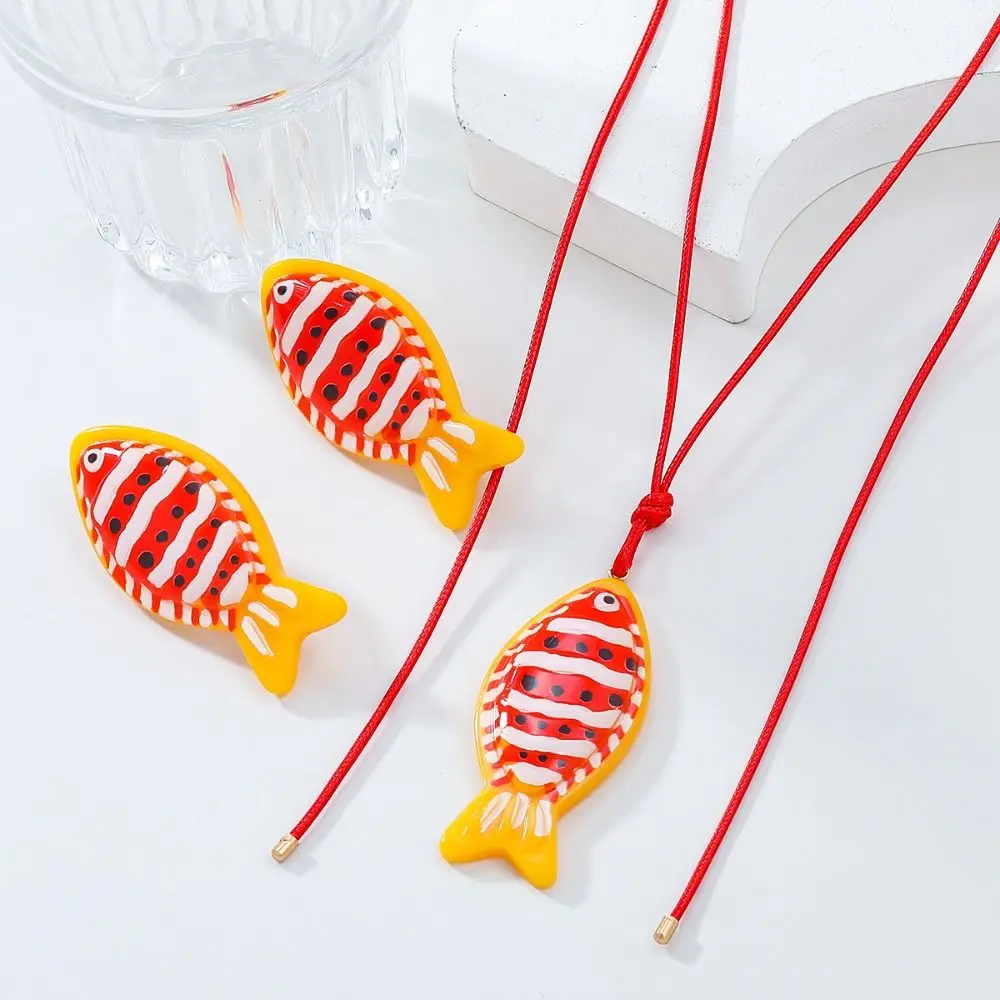 Trendy Beach Tropical Fish Pendant Cute Korean Style Fish Necklaces Decoration Charms Ear Jewelry Women