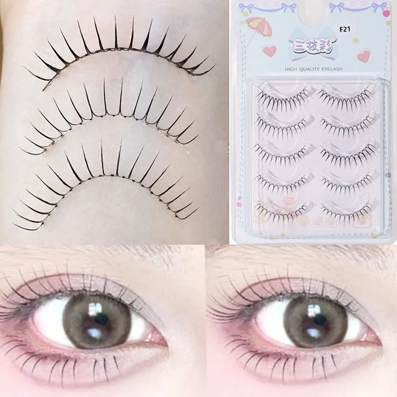 Novo ídolo coreano cílios naturais em forma de u tira fina cílios macios mangá extensões de cílios postiços cílios em quadrinhos olhos maquiagem