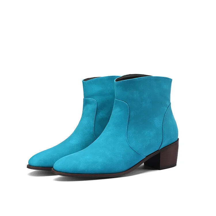 

Retro Casual Women's Short Boots 2025 Chunky Heels Suede Fabric Women Ankle Boots