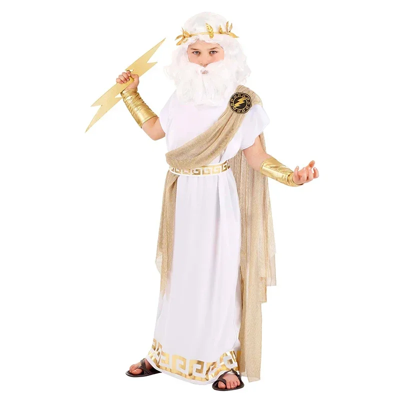 2024 New Arrival Halloween Caesar Greek Costume For Child Boys Zeus Costume