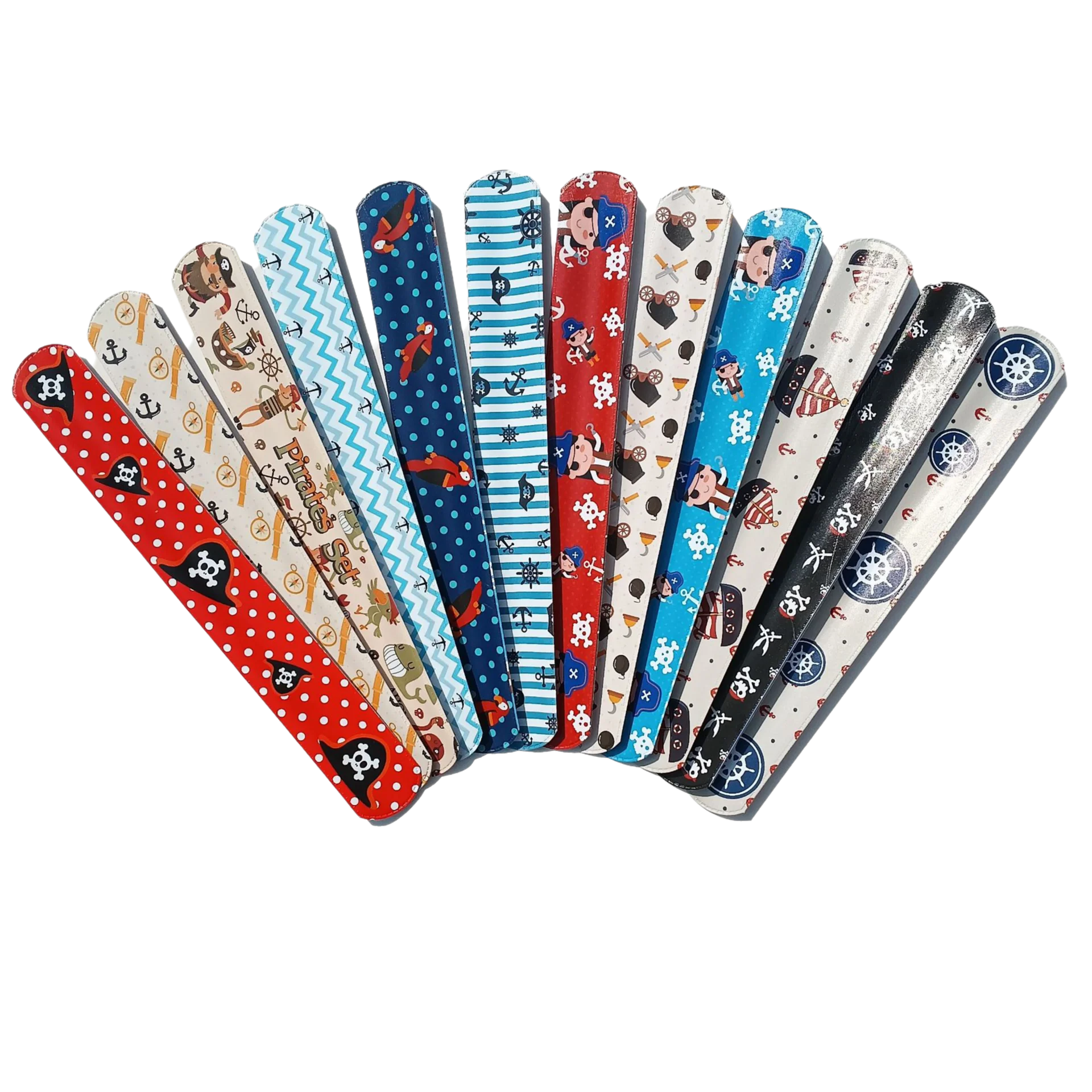Pirate Party Favors Slap Bracelet Kids Pirate Birthday Decorations Pirate Accessories Cartoon Tattoo Stickers Prizes Supplies