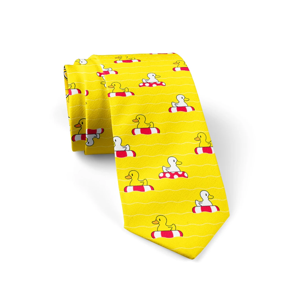 Cartoon Duck Necktie Men Women 8cm Wide Polyester Shirt Suit Accessories Party Wedding Casual Adult Tie Birthday Gift