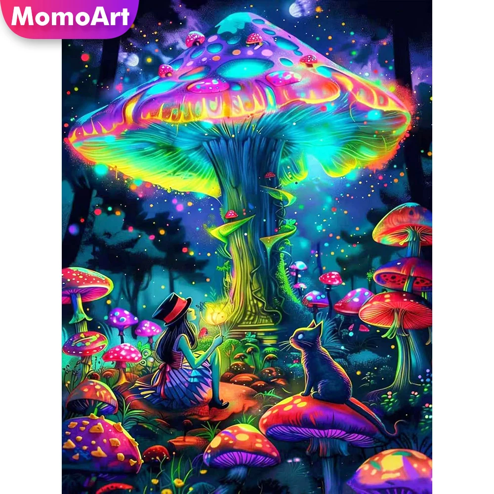 

Momoart 5D DIY Diamond Embroidery Mushroom Painting Landscape Abstract Diamond Mosaic Picture of Rhinestones Wall Decor
